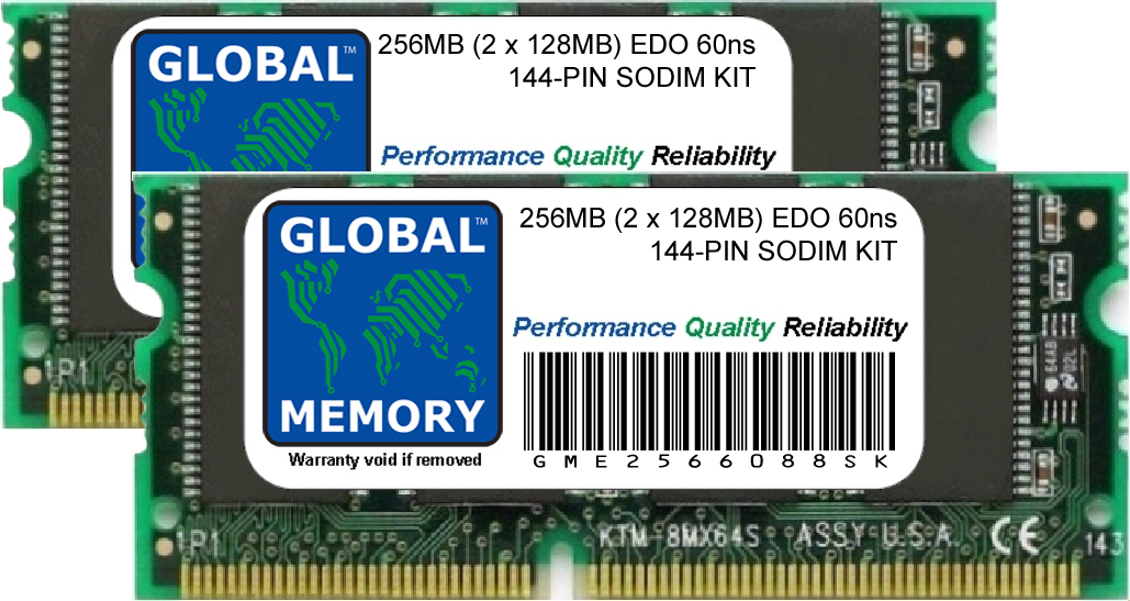256MB (2 x 128MB) EDO 60ns 144-PIN SODIMM MEMORY RAM KIT FOR IBM LAPTOPS/NOTEBOOKS 256MB (2 x 128MB) EDO 60ns 144-PIN SODIMM MEMORY RAM KIT FOR IBM LAPTOPS/NOTEBOOKS